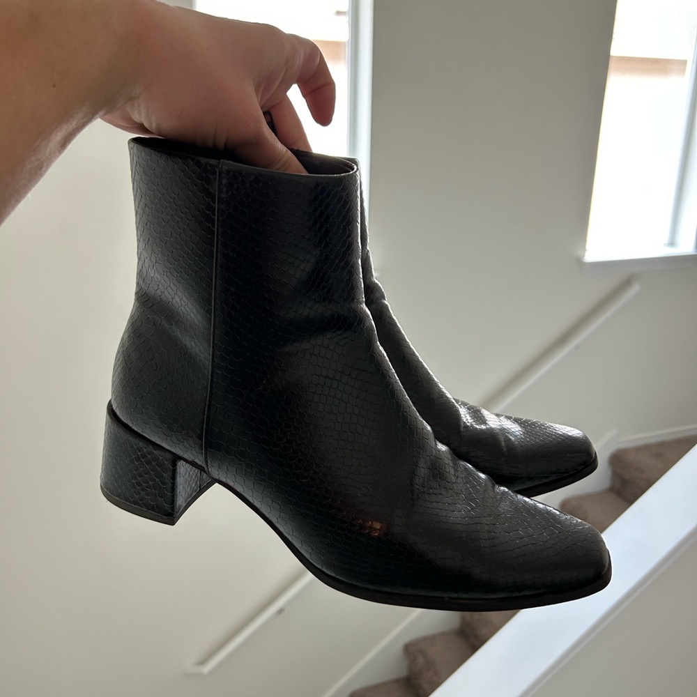 Black croc booties